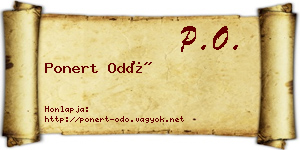 Ponert Odó névjegykártya